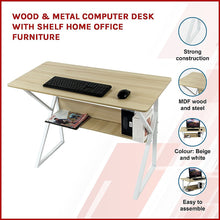 Load image into Gallery viewer, Wood &amp; Metal Computer Desk with Shelf Home Office Furniture
