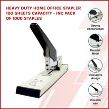 Load image into Gallery viewer, Heavy Duty Home Office Stapler 100 sheets capacity - Inc Pack of 1000 staples
