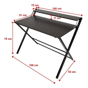 Folding Desk with Shelf Computer Laptop PC Table Side Home Office Furniture