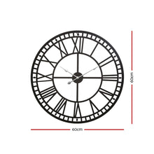 Load image into Gallery viewer, Artiss 60cm Wall Clock Large Roman Numerals Metal Black
