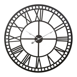 Artiss 80cm Wall Clock Large Roman Numerals Metal Black