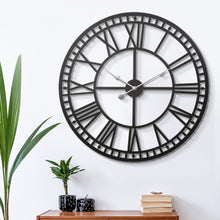 Load image into Gallery viewer, Artiss 80cm Wall Clock Large Roman Numerals Metal Black
