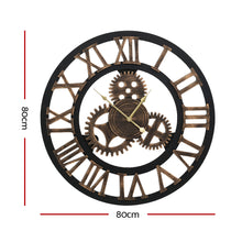 Load image into Gallery viewer, Artiss 80cm Wall Clock Large Retro Roman Numerals Brown
